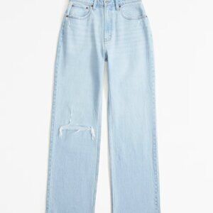Abercrombie & Fitch Curve Love High Rise 90s Relaxed Jean, Light Wash